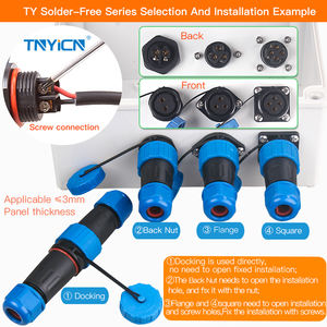 Lehim-ücretsiz su geçirmez hızlı bağlantı ortak tel bağlayıcı erkek kadın priz TY24 geri Nut-7P 10A dairesel kablo konnektörleri - Product Image 5