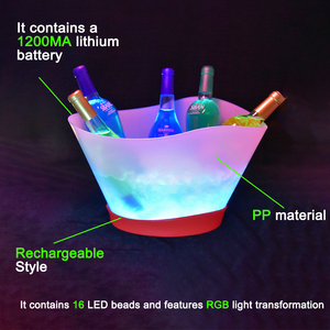 Seau à glace à champagne à led rafraîchissant d'extérieur avec logo Bacs à boissons en plastique PP Refroidisseur de bouteilles de vin - Product Image 2