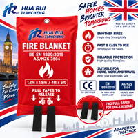 Couverture anti-feu prête à l'emploi 1,2*1,8m (4*6ft) en fibre de verre, conforme à la norme BS EN 1869:2019, emballage individuel avec pochette personnalisée pour les acheteurs britanniques