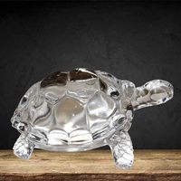 Adorable figurine de tortue en cristal transparent poli, ornement animal artisanal pour la décoration de table intérieure, cadeaux d'affaires