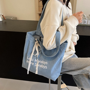 Canvas Tote Girl Fashion Simple Recycled <b>Large</b> Capacity Shopper <b>Bag</b> With Zipper Print Handbag Women Shoulder <b>Bag</b> - Product Image 3