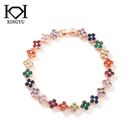Gelang Tenis Unisex Super Populer dengan Zirkonia Kubik, Trendi, Berwarna-warni, Cocok untuk Pesta Pernikahan, Prom, Hiphop, Berlapis Rhodium, Bahan Kuningan