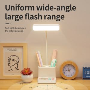 Lampe de bureau LED rechargeable avec porte-stylo, commande tactile, lumière flexible, connexion USB, lampe de table - Product Image 1
