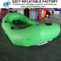 Bateau de rafting gonflable léger en PVC vert pour parcs d'attractions, avec plancher gonflable pour la dérive