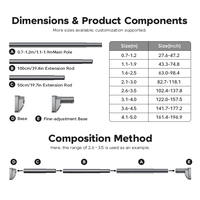 YIJIALE 800K Sets/Mois Vente en gros Tringle à linge en acier sans perçage, antirouille, avec verrou interne, 32mm, 1.1-3.0m, pour buanderie