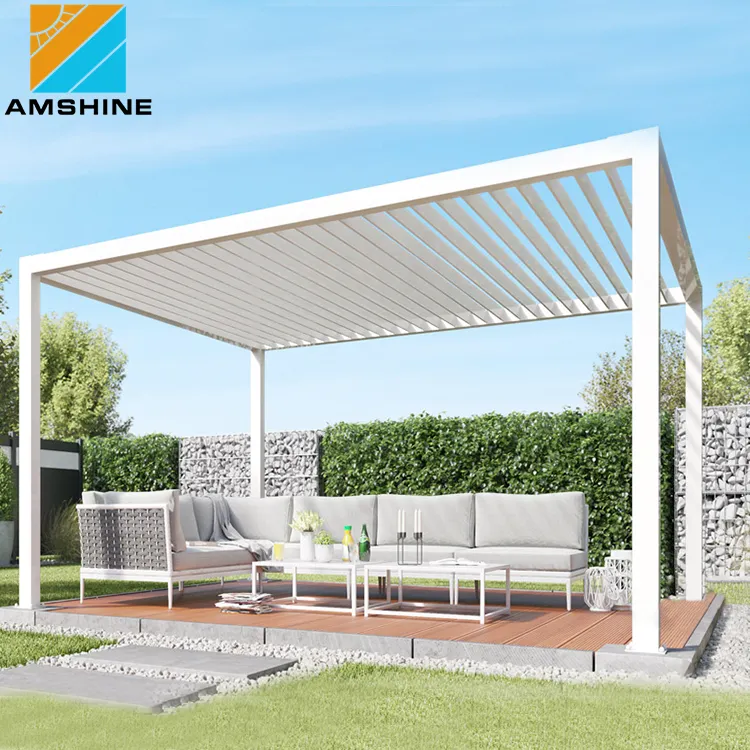 Hot selling design bioclimatic aluminum gazebo outdoor sun shading motorized louvered roof pergola kits for patio cover shading