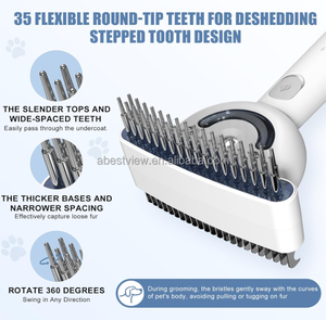 Brosse de toilettage pour animaux de compagnie rechargeable et étanche, prête à l'emploi en usine, double jet de brume, dents en acier inoxydable, démêlage et élimination des poils, pour la maison - Product Image 4