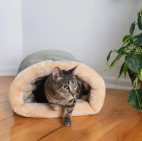 Lit pour chat d'intérieur écologique et chaud pour l'hiver, sac de couchage apaisant pour chat, amovible, lavable en machine, nid douillet pour chat, sac en peluche doux et chaud