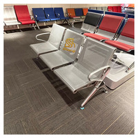 Chaise d'attente d'aéroport 3 places en gros avec accoudoirs en acier inoxydable, construction métallique durable, design moderne pour banque