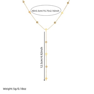 Gold Plated Stainless Steel Flower Heart Y Shape Necklace For Women Gift Jewelry - Product Image 4