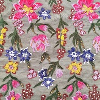 EG-1921017 Tissu brodé de perles et de sequins colorés de haute qualité pour robes féminines, matériau de couture, 5 yards, MOQ, vente directe d'usine