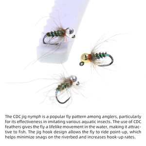 #16 Tungstène Beadhead CDC Jig <span class=keywords><strong>Nymphe</strong></span> Mouche Humide Euro <span class=keywords><strong>Nymphe</strong></span> Barbless Jig Hook Pêche à la mouche Mouches Pêche à la truite Leurre Appât - Product Image 4