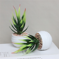 Tanaman Aloe Plastik Kecil Ramah Lingkungan dalam Pot Plastik Putih untuk Penggunaan Dalam/Luar Ruangan untuk Dekorasi Rumah, Pernikahan, Natal