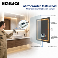 Écran LCD, interrupteur tactile à 4 touches, DC12V/24V 5A 60W, gradation CCT, anti-buée pour miroir de salle de bain à LED