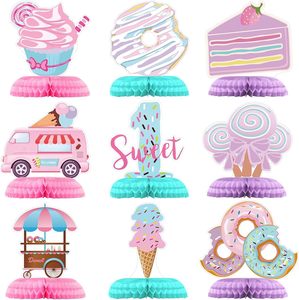 Decorazioni per Feste di <span class=keywords><strong>Compleanno</strong></span> a Tema Ciambella, Tavolo Gelato, Ornamenti Floreali a Nido d'Ape, Accessori per Foto per Feste di <span class=keywords><strong>Compleanno</strong></span> per Bambini - Product Image 1