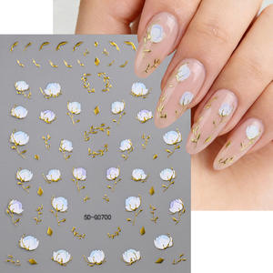 Suministros para <span class=keywords><strong>Uñas</strong></span>, Adhesivos Metálicos de Alta Calidad con Flores Rosas y Azules, Adhesivos 3D/5D para <span class=keywords><strong>Uñas</strong></span>, Decoración de Manicura - Product Image 3