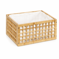 Panier à linge en bambou ventilé durable à prix d'usine avec insert en tissu blanc pour rangement de salle de bain