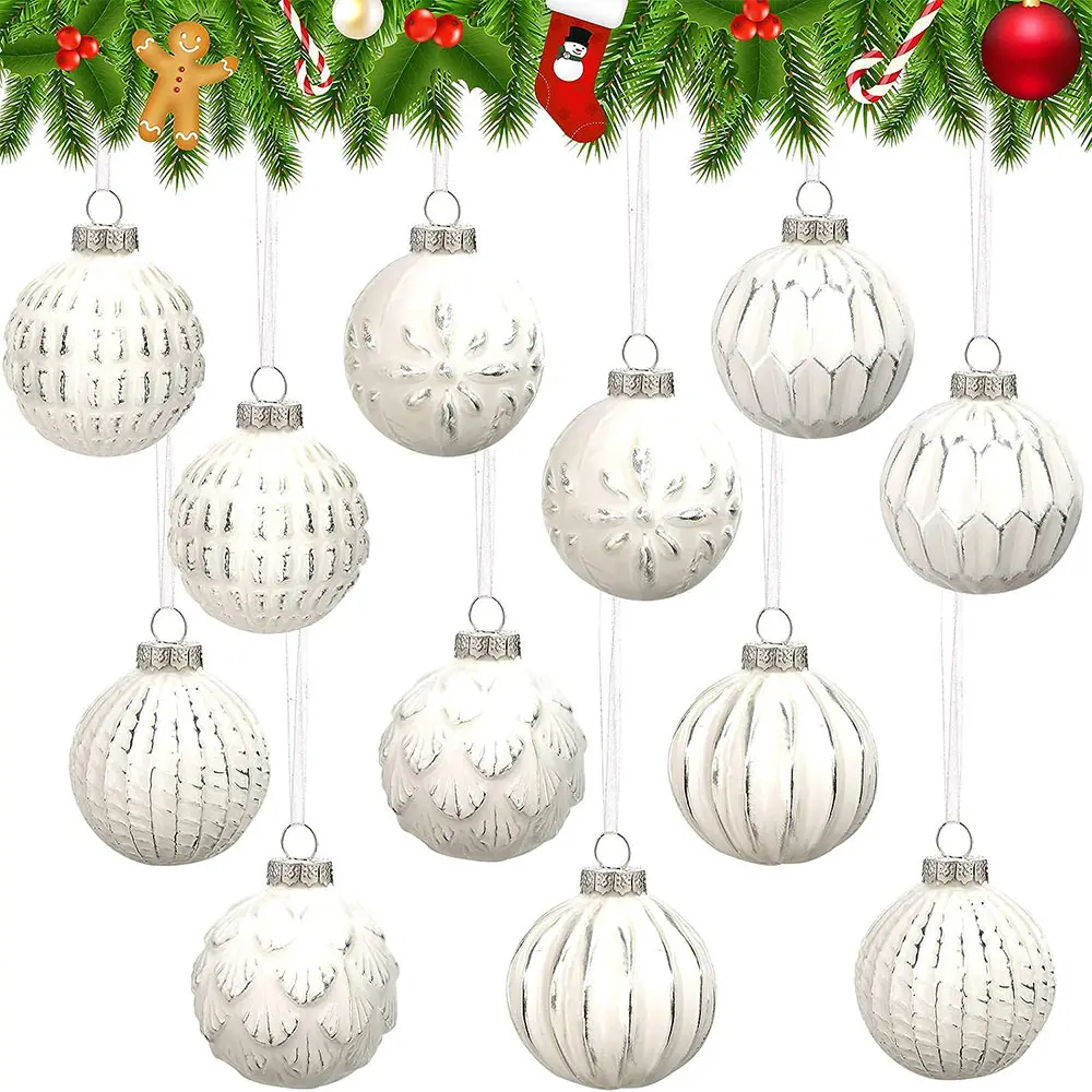 Bauernhaus Ball Ornamente Distressed Metall Glaskugel Vintage Style Weihnachts glaskugeln Retro Weihnachts schmuck