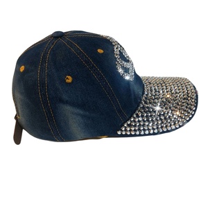 Letter PRINCESS Custom LOGO Sporty Womens Baseball Cap Jewel Rhinestone Bling <b>Hats</b> Jeans Wash Denim <b>Light</b> Common Fabric - Product Image 6