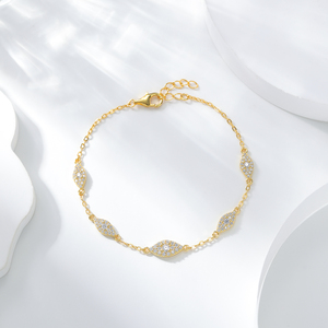 สร้อยข้อมือเงินแท้ 925 ชุบทอง 18K ดีไซน์ตาปีศาจประดับเพชรซิรคอน ปรับขนาดได้ เหมาะสำหรับผู้หญิง น่ารัก ใช้เป็นของขวัญในงานปาร์ตี้ - Product Image 4