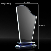Nouvelle forme créative Base bleue Plaque en cristal Souvenir cadeau concours gagnant prix personnalisé pas cher Plaque en cristal et trophée