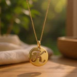 Pendentif lettre en acier inoxydable plaqué or K, 1,9 cm, charme minimaliste pour femme, bijoux fins, à porter au quotidien - Product Image 2