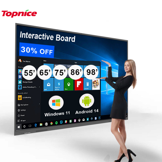 Topnice UHD 55 65 75 Inch Smart LED Touch TV 4K Smart Board Interactive Boards Ultra HD OEM/ODM TV Motherboard Included