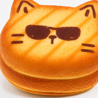 Jouet Squishy en forme de chat à remontée lente, motif sandwich et imprimé lunettes de soleil, anti-stress, cadeau de bureau