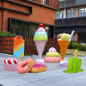 Estatua de Cono de Helado de Fibra de Vidrio Personalizada <span class=keywords><strong>2022</strong></span>, Escultura de Helado Grande para Decoración de Escaparates - Product Image 3