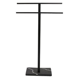 Moderno Free Standing in metallo nero 2 barre portasciugamani panno bagnato appendiabiti per alberghi appartamenti doppio portasciugamani per uso pavimento - Product Image 4