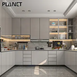 Gezegen dolabı Foshan DIY yanmaz kiler tam komple inşa Modern mutfak dolabı tezgah