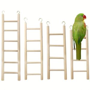Jouets pour oiseaux, échelle en bois, perchoirs d'escalade pour perroquets - bois massif naturel - Product Image 1
