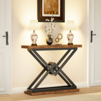 Console en bois massif à 2 niveaux durable pour hall d'entrée étroit - Design écologique, montage facile, stable et élégant