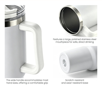 Gobelet isotherme en acier inoxydable de 40 oz à motif Sakura avec poignée et paille, tasse de voyage à double paroi sous vide avec couvercle anti-fuite