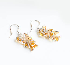 Pendientes Colgantes de Plata 925 con Diseño de Panal Radiante, Citrino en Cascada y Estilo Moderno - Product Image 4