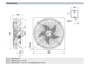 Ventilador axial de CA de 710 mm ebm-papst W4D710-ND01-01, ventilador de refrigeración industrial de alta resistencia para sistemas HVAC y torres de enfriamiento - Product Image 2