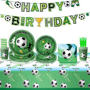 Assiettes et serviettes de football Articles de fête Vaisselle jetable pour garçons Thème sportif <span class=keywords><strong>Anniversaire</strong></span> - Product Image 2