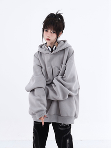 YHH-057 Factory <span class=keywords><strong>Trader</strong></span> Y2K Sweat-shirt unisexe gris à broderie tridimensionnelle surdimensionné - Product Image 5