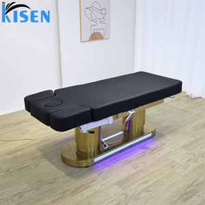 Table de massage électrique de luxe Kisen à 4 moteurs avec lumière LED pour grands corps, idéale pour les soins du visage, les extensions de cils, les tatouages et les salons de beauté - Product Image 4