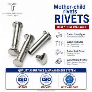 TianFang OEM Rivets mère-enfant à double capuchon en acier inoxydable sur mesure, finition brillante, tête ronde, goujons mâles et femelles pour le travail du cuir - Product Image 1