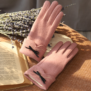 Colorful Bowknot Winter Lady Women <strong>Wool</strong> Touch Screen <strong>Gloves</strong> - Product Image 2