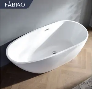 FABIAO tina de bano小鸡蛋椭圆形便携式站立固体表面浴缸成人浸泡地板独立浴缸浴缸