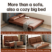 Canapé-lit convertible en cuir huilé OEM ODM avec dossier réglable, housse amovible et lavable, mobilier sur mesure VLranlife