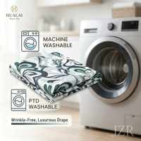 Nappe Hualai blanche et grise à imprimé floral, en polyester et lin, résistante aux plis, pour conférences et banquets