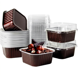 Barquette carrée individuelle en plastique PP doré pour biscuits, mousses, aliments, sushis – Emballage alimentaire jetable et recyclable – Marquage VANTUR - Product Image 1