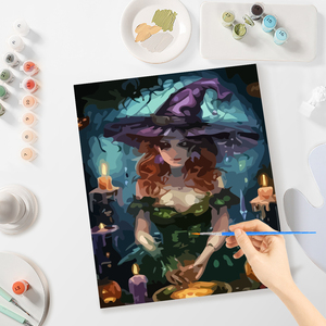 Chenistory Halloween Tự Làm Sơn Bằng Số Phù Thủy Sơn Bằng Số Trên Vải Hình Ảnh Màu Bằng Số Cho Tự Làm Quà Tặng - Product Image 1