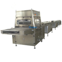 Ligne de production de machines d'enrobage pour dattes, chocolat, framboise, cacahuètes, amandes, noix, beignets, glaces, fruits secs