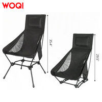 Chaise pliante WOQI en fer à dossier haut pour l'extérieur - Portable pour la pêche, le camping et le jardin - Design contemporain - Option de logo personnalisé