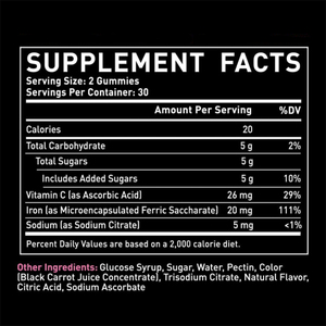 Gummies véganes au fer et complexes vitaminiques avec acide folique et zinc pour le soutien énergétique en cas de carence en fer et d'anémie - Product Image 3