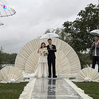 LEDA Support métallique moderne en forme d'éventail pour toile de fond de mariage en tissu semi-circulaire avec rideau drapé pour la décoration d'événements de mariage
